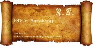 Már Barakony névjegykártya